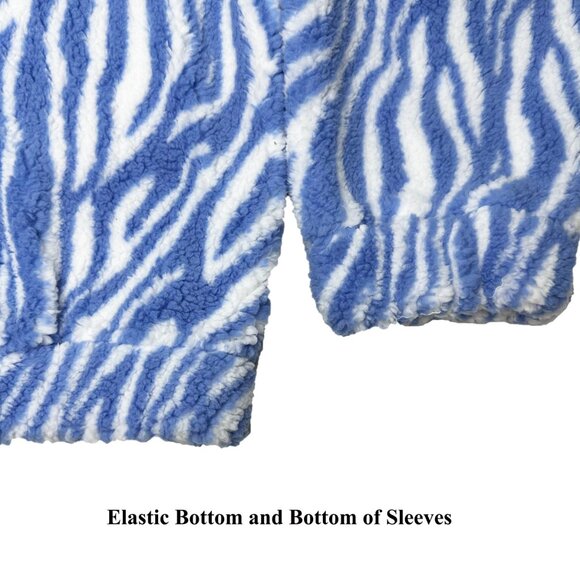 NEW H&M Zebra Fleece top Baby Blue Pockets! Half Zip Warm & Toasty XL So Cute - Picture 3 of 7